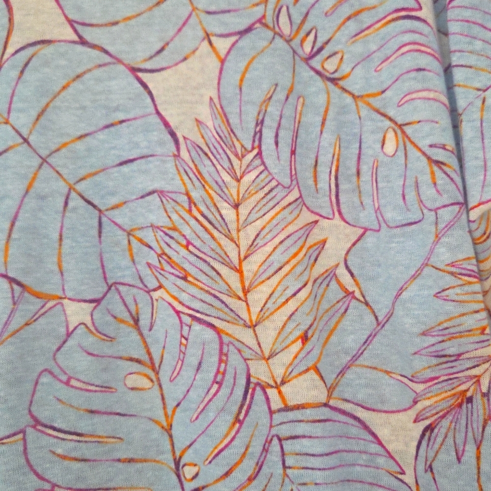 Cynthia Rowley Light Blue and Purple Leaf Blouse - Picture 4 of 9